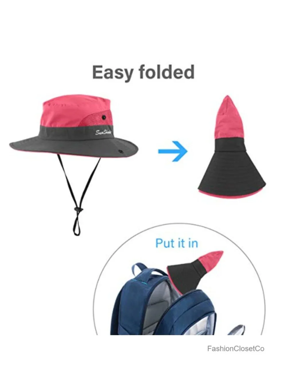 Women's Wide Brim Sun Hat Packable UPF 50+ UV Protection Beach Cap for Fishing